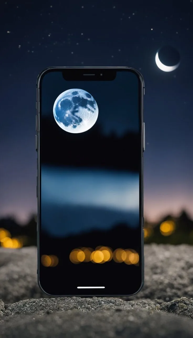 Image of a beautiful bright full moon being taken on an iPhone at night time