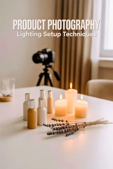 Product photography setup at home showing clean natural light, minimal props, and a neutral background for creating professional DIY product photos.