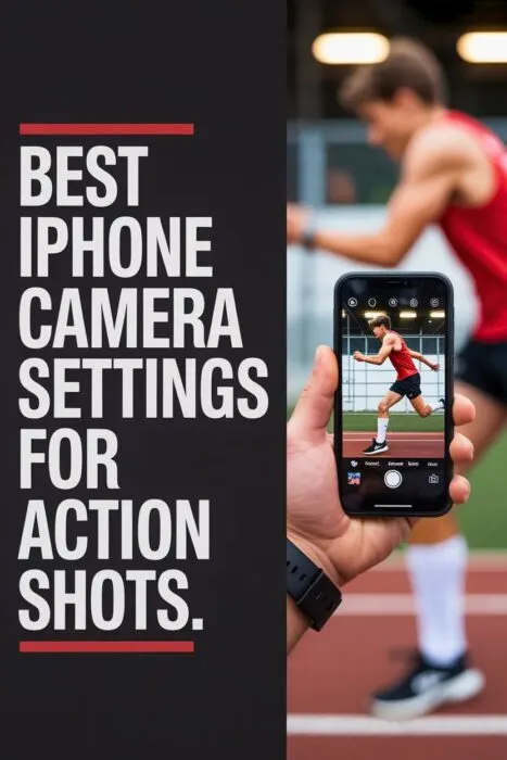 iPhone camera settings guide for action shots showing runner in motion with sharp focus, ideal for sports and fast movement photography.