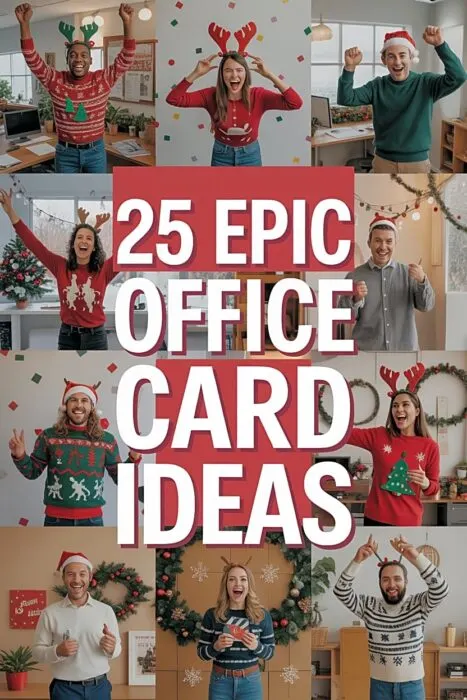 Office Christmas card photo ideas and creative workplace holiday picture inspiration.
