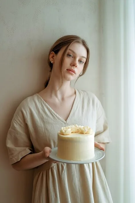 Young woman holding a cake for an 18th birthday photo.