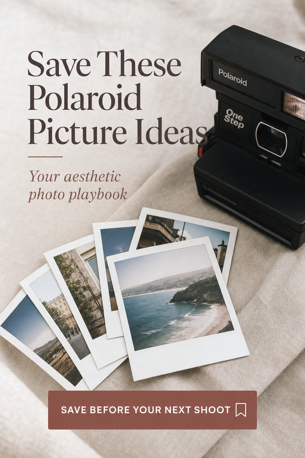 Stack of aesthetic polaroid pictures and camera, save for polaroid picture ideas